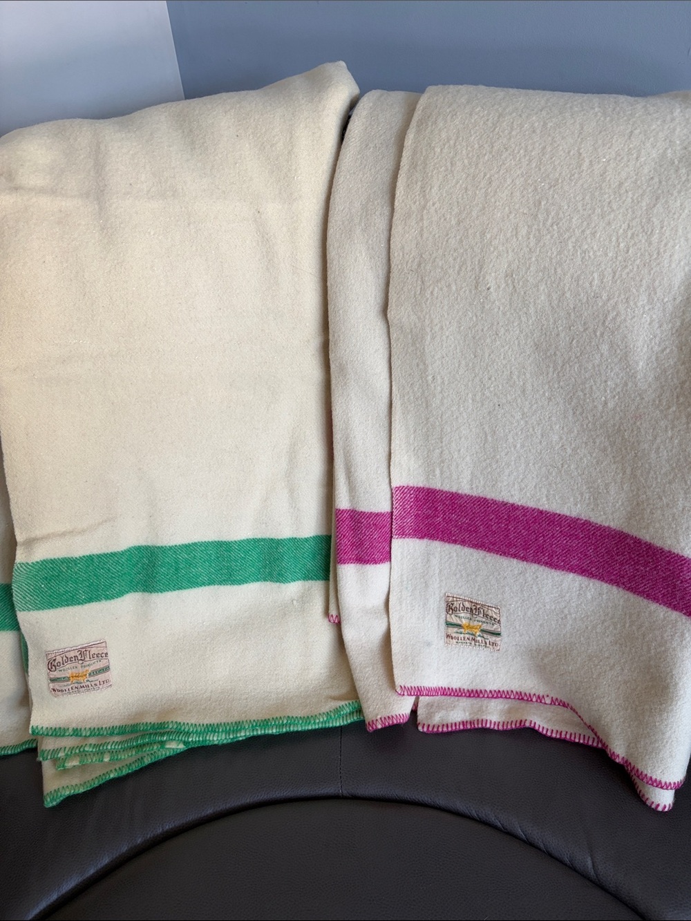 Vintage Golden Fleece Woollen Mills set of 2 wool blankets